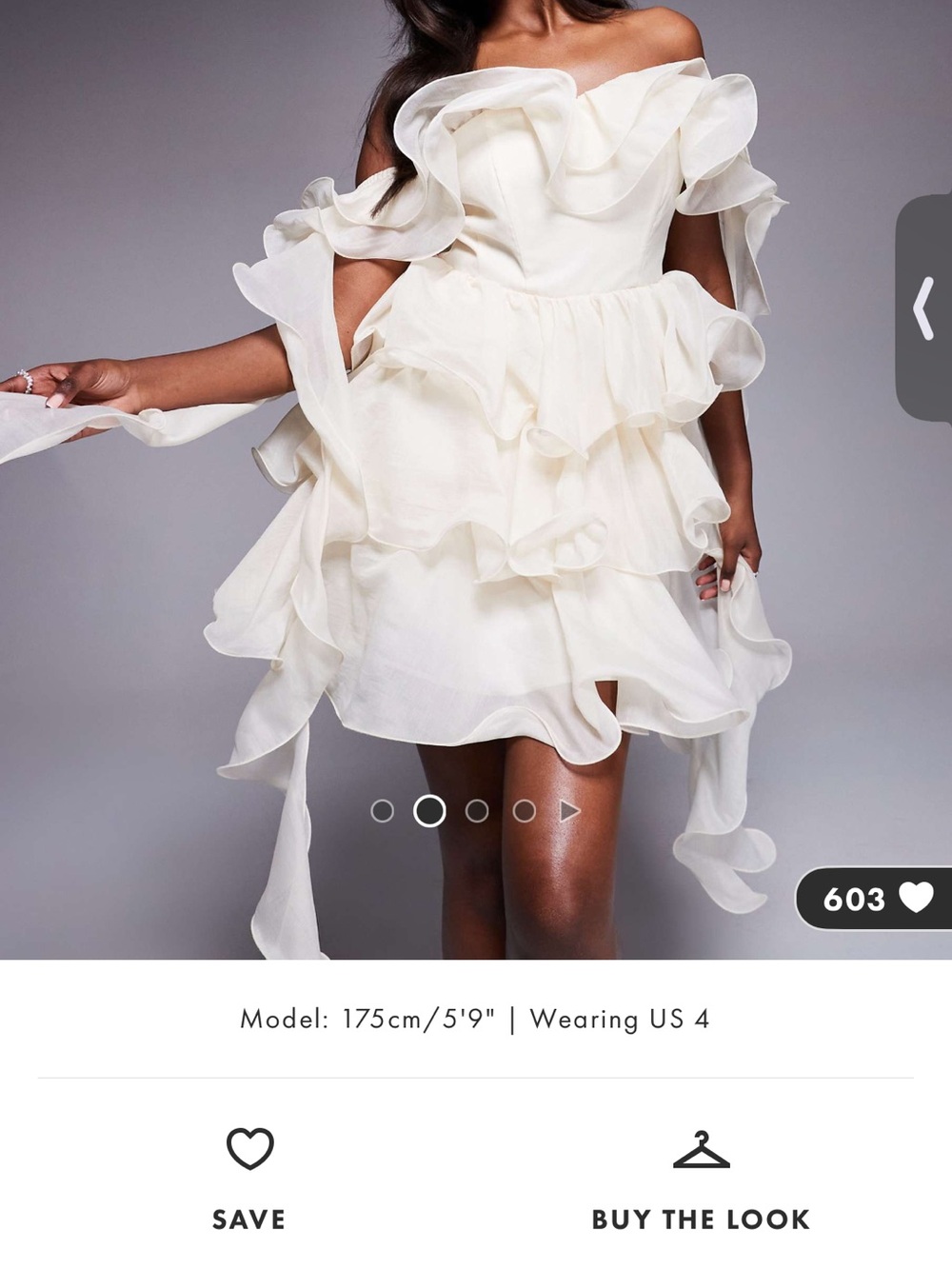 ASOS Cream Ruffle Mini Dress - Picture 2 of 6